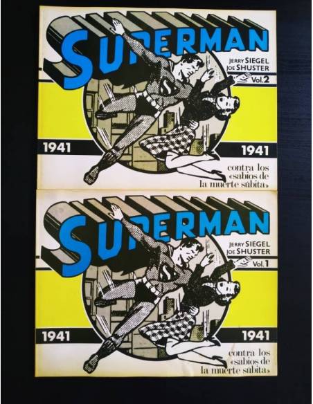 CASI EXCELENTE ESTADO SUPERMAN 1941 VOL.1 VOL.2 CONTRA LOS SABIOS DE LA MUERTE SUBITA JERRY SIEGEL