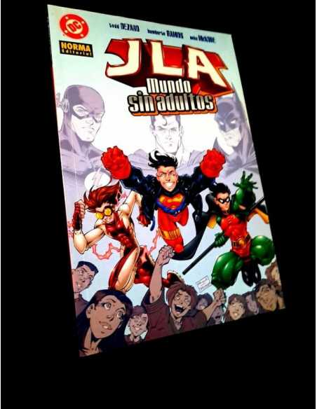 CASI EXCELENTE ESTADO JLA MUNDO SIN ADULTOS COMICS NORMA
