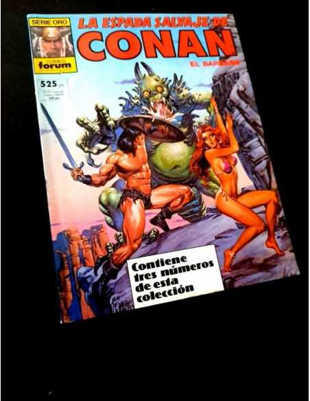 EXCELENTE ESTADO RETAPADO SERIE ORO LA ESPADA SALVAJE DE CONAN 56 AL 58 COMICS FORUM