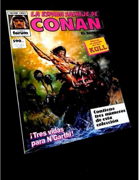 EXCELENTE ESTADO RETAPADO SERIE ORO LA ESPADA SALVAJE DE CONAN 71 AL 73 COMICS FORUM