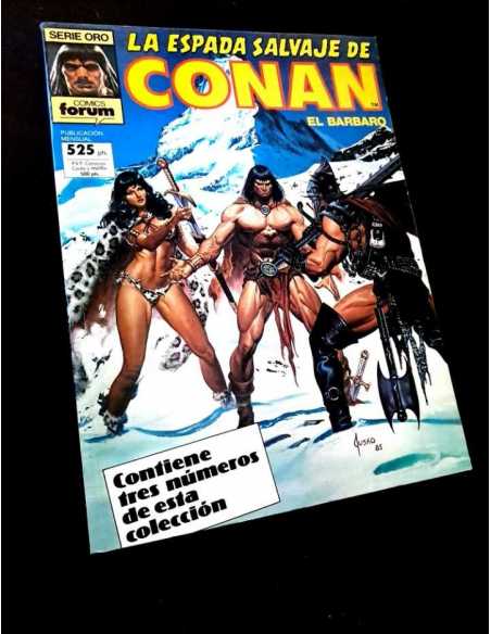 CASI EXCELENTE ESTADO RETAPADO SERIE ORO LA ESPADA SALVAJE DE CONAN 59 AL 61 COMICS FORUM