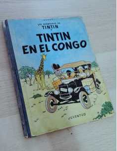 PRIMERA EDICIÓN TINTIN EN EL CONGO CANTO LOMO TELA...