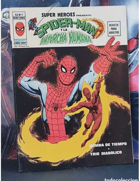 EXCELENTE ESTADO SUPER HEROES 9 VOL II BOMBA DE TIEMPO SPIDERMAN Y LA ANTORCHA HUMANA VERTICE