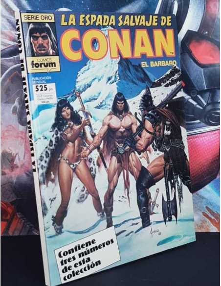 EXCELENTE ESTADO LA ESPADA SALVAJE DE CONAN SERIE ORO 59 AL 61 RETAPADO TAPA BLANDA FORUM