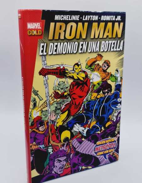 EXCELENTE ESTADO MARVEL GOLD IRON MAN EL DEMONIO EN UNA BOTELLA PANINI TAPA BLANDA
