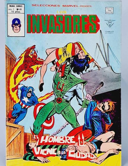 CASI EXCELENTE SELECCIONES MARVEL 46 LOS INVASORES CÓMICS VERTICE EL HOMBRE U VIENE A LA CIUDAD