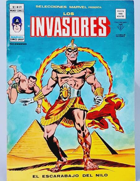 CASI EXCELENTE SELECCIONES MARVEL 21 LOS INVASORES CÓMICS VERTICE EL ESCARABAJO DEL NILO