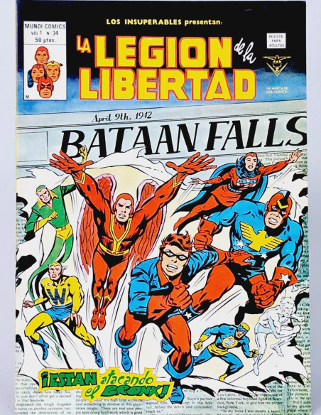 DE KIOSCO LOS INSUPERABLES 34 LA LEGIÓN DE LA LIBERTAD CÓMICS VERTICE MARVEL ESTÁN ATACANDO