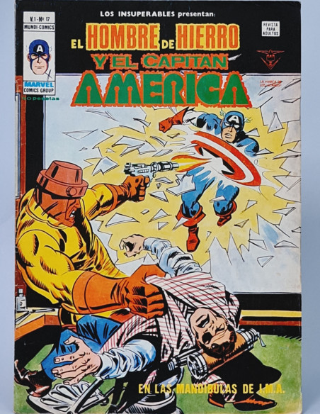 LOS INSUPERABLES 17 HOMBRE DE HIERRO CAPITÁN AMÉRICA CÓMICS VERTICE MARVEL MANDÍBULAS BUEN ESTADO