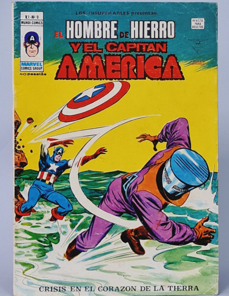 LOS INSUPERABLES 9 HOMBRE DE HIERRO CAPITÁN AMÉRICA CÓMICS VERTICE MARVEL CRISIS BUEN ESTADO