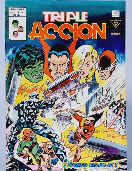 CASI EXCELENTE TRIPLE ACCIÓN 16 TIEMPO SALVAJE CÓMICS VERTICE MARVEL