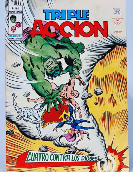 CASI EXCELENTE TRIPLE ACCIÓN 2 CUATRO CONTRA LOS DIOSES CÓMICS VERTICE MARVEL
