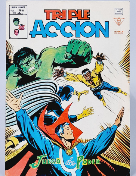 CASI EXCELENTE TRIPLE ACCIÓN 11 JUEGO DE PODER CÓMICS VERTICE MARVEL