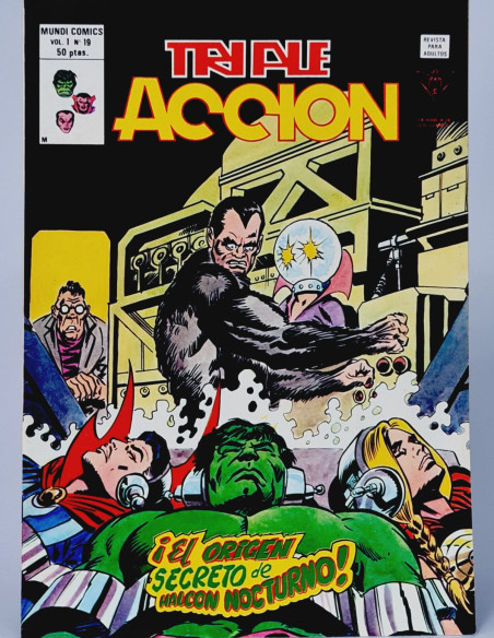 CÓMIC DE KIOSCO TRIPLE ACCIÓN 19 EL ORIGEN SECRETO DE HALCÓN NOCTURNO EDICIONES VERTICE MARVEL