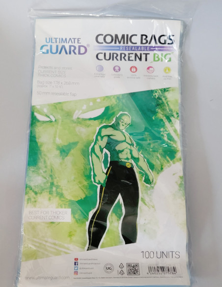 ULTIMATE GUARD COMIC BAGS SOLAPA ADHESIVA CURRENT BIG BOLSAS COMICS FUNDAS 178x268mm