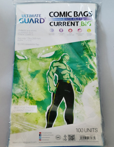 ULTIMATE GUARD COMIC BAGS SOLAPA ADHESIVA CURRENT BIG BOLSAS FUNDAS COMICS 178x268mm