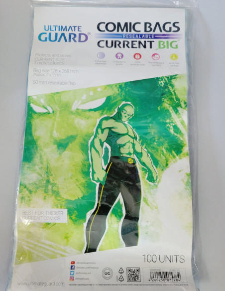 ULTIMATE GUARD COMIC BAGS SOLAPA ADHESIVA CURRENT BIG FUNDAS BOLSAS COMICS 178x268mm