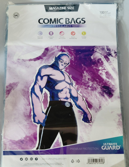 ULTIMATE GUARD COMIC BAGS SOLAPA ADHESIVA MAGAZINE SIZE BIG BOLSAS COMICS FUNDAS 222X281mm FUNDA