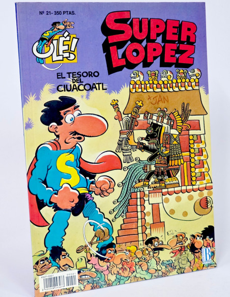 CÓMIC SUPER LOPEZ 21 EL TESORO DEL CIUACOATL OLÉ JAN RELIEVE PRIMERA 1993 EDICIONES B CASI EXCELENTE