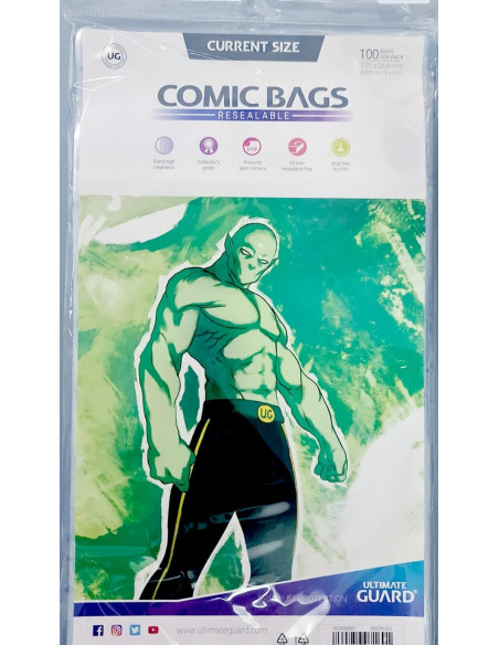ULTIMATE GUARD COMIC BAGS CURRENT SIZE SOLAPA ADHESIVA BOLSAS FUNDAS COMICS 175x268mm