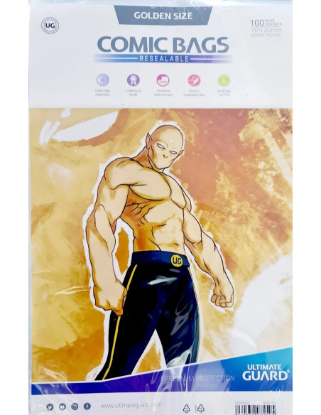 ULTIMATE GUARD COMIC BAGS SOLAPA ADHESIVA GOLDEN SIZE BOLSAS FUNDAS COMICS 197x268mm MEDIDAS
