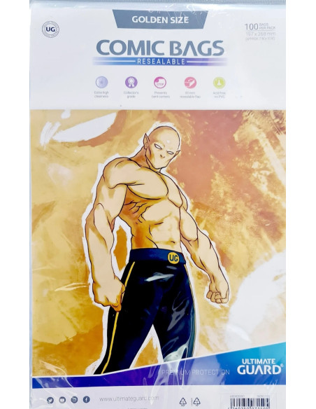 ULTIMATE GUARD COMIC BAGS SOLAPA ADHESIVA GOLDEN SIZE BOLSAS FUNDAS COMICS 197x268mm AMARILLO
