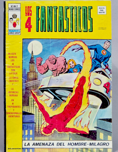 CÓMIC LOS 4 FANTASTICOS 2 VOL.3 AMENAZA MILAGRO HOMBRE VERTICE MARVEL VOLUMEN NORMAL/BUEN ESTADO