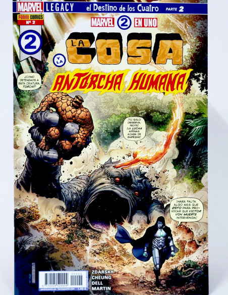 CÓMIC MARVEL 2 EN UNO 2 LA COSA ANTORCHA HUMANA PANINI MARVEL GRAPA DE KIOSCO