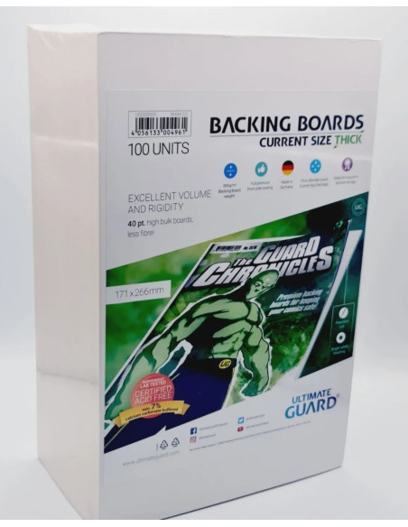 ULTIMATE GUARD BACKING BOARDS CURRENT SIZE THICK 560g TAPAS TRASERAS COMICS 171x266mm VERDE