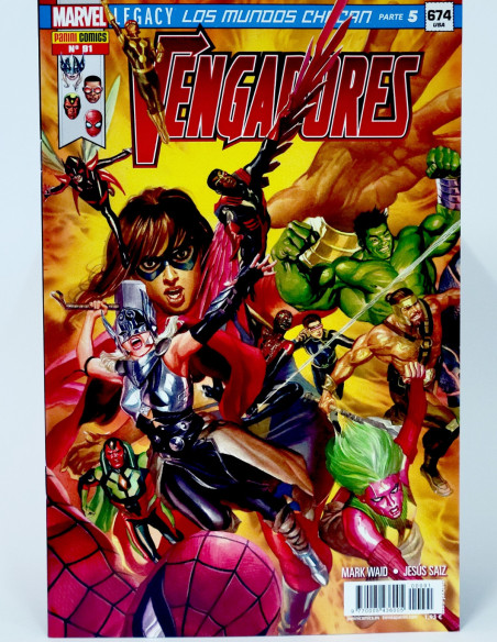 CÓMIC VENGADORES 91 LEGACY LOS MUNDOS CHOCAN PANINI MARVEL GRAPA DE KIOSCO