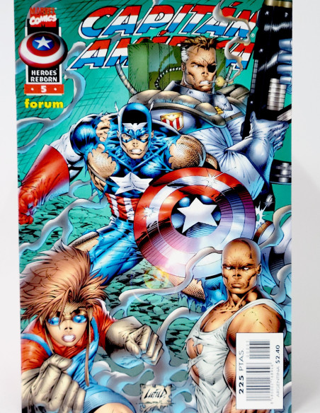 CÓMIC CAPITAN AMÉRICA 5 VOL.3 HEROES REBORN FORUM MARVEL VOLUMEN GRAPA DE KIOSCO